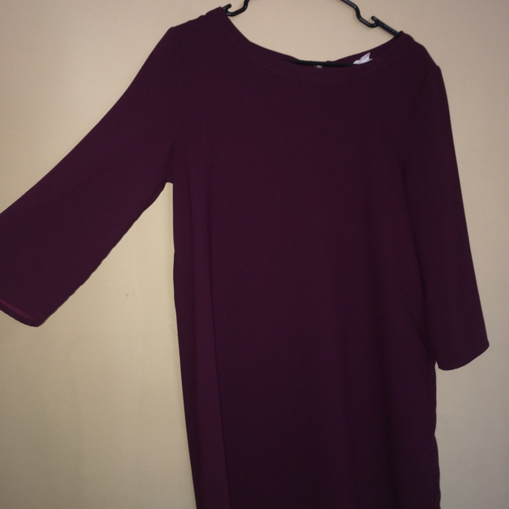 purple quarter sleeve dress
